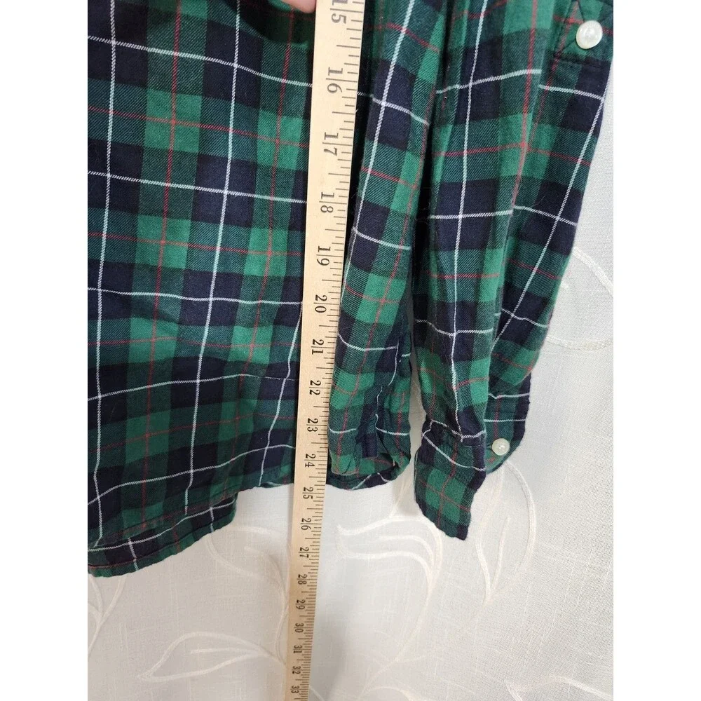 Tommy Hilfiger Women’s L Button Up Blue/Green Plaid Long Sleeve Preppy